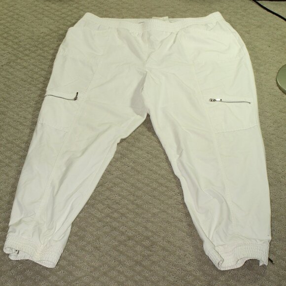 Zenergy Jogger Cargo Pants 3 / XL White Pull On Lightweight Stretch EUC 36 X 27 - Picture 1 of 7